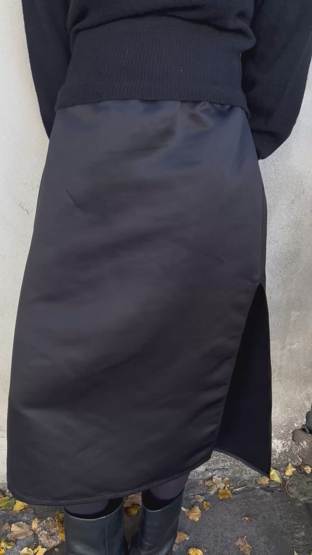 Lotta Black Satin Skirt